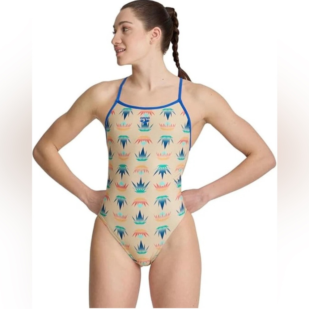 NWT Arena‎ Size 30 Dessert Vibes Swimsuit Booster Back Royal-Light Pink Multi